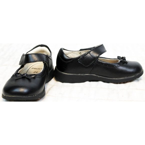 PediPed Black Mary Jane Shoes Toddler Girl sz 7.5 8 Bow Dress Flex Cushion Heel - Picture 6 of 12